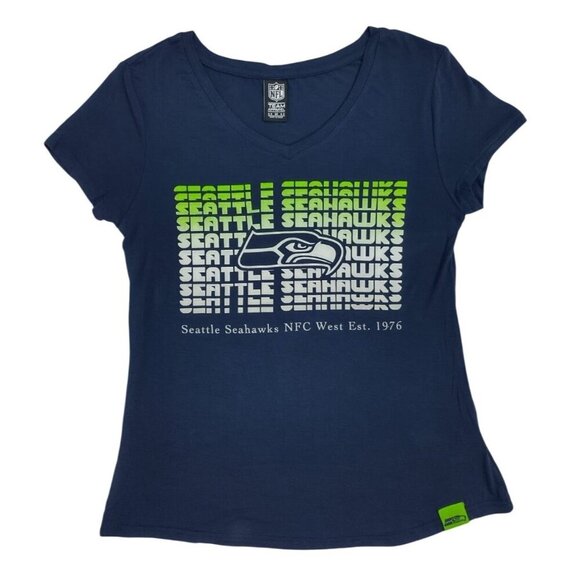 Seattle Seahawks Womens NFL Team Apparel Graphic Tee Shirt Navy Blue M. NWT. - Picture 1 of 8